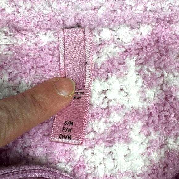 Skims Cozy Knit Zip Up Pink Houndstooth Size S/M - Picture 4 of 8